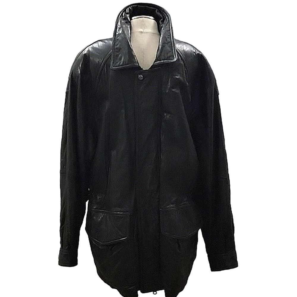 Andrew Marc Soft Black leather Field Jacket - Vintage, drawstring, Men's SZ L